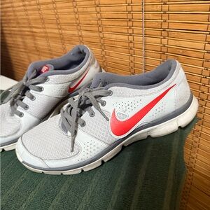 Nike Gray and White Mesh Running Shoes